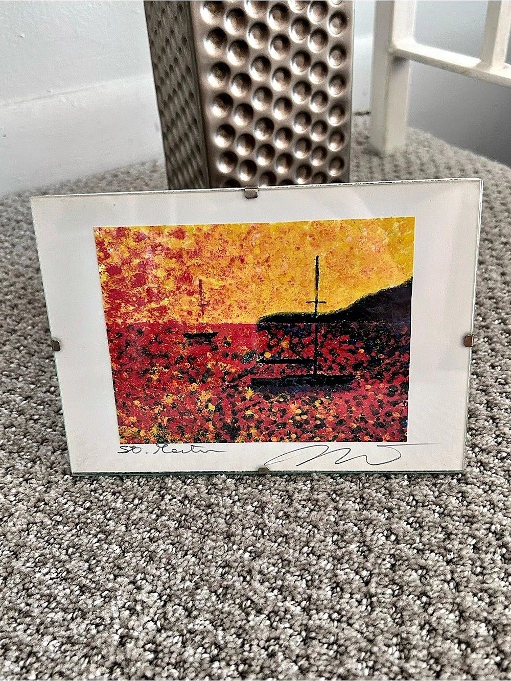 Abstract Framed Print - St. Martin coast at sunset - 5” x 7”